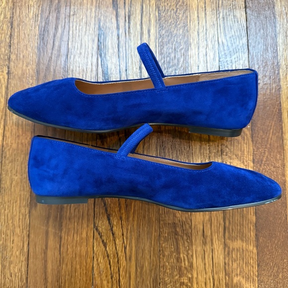 Madewell Greta Ballet Flat Suede Deep Royal Square Toe - Picture 4 of 7